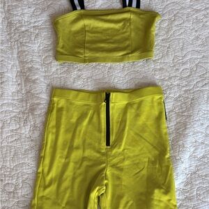 Wild Fable Tank and Biker Short Neon Green Set with Black Accents